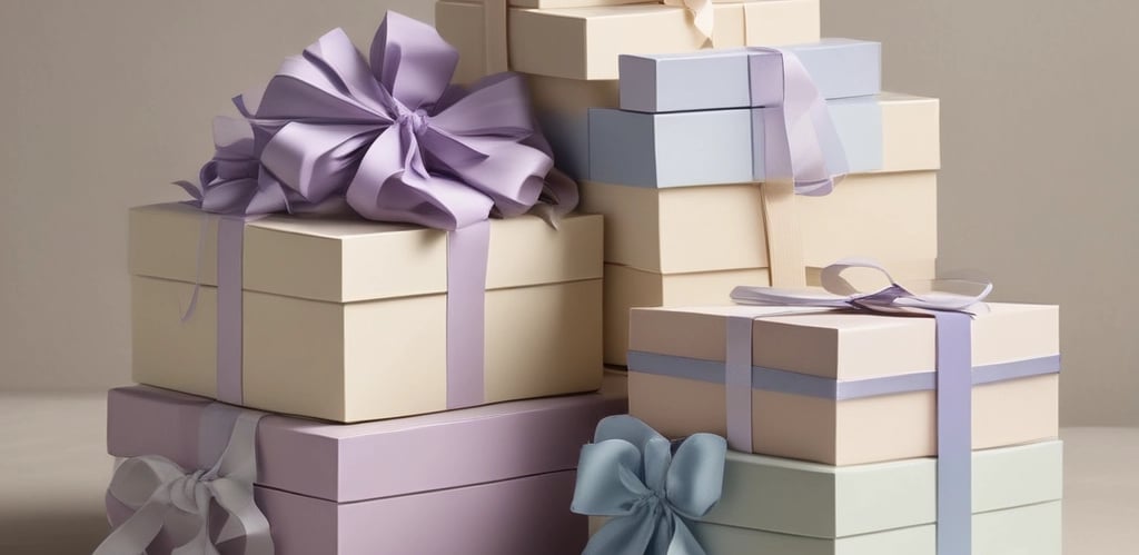 A warm scene of a beautifully wrapped gift box with a handwritten note, sitting on a cozy wooden table.