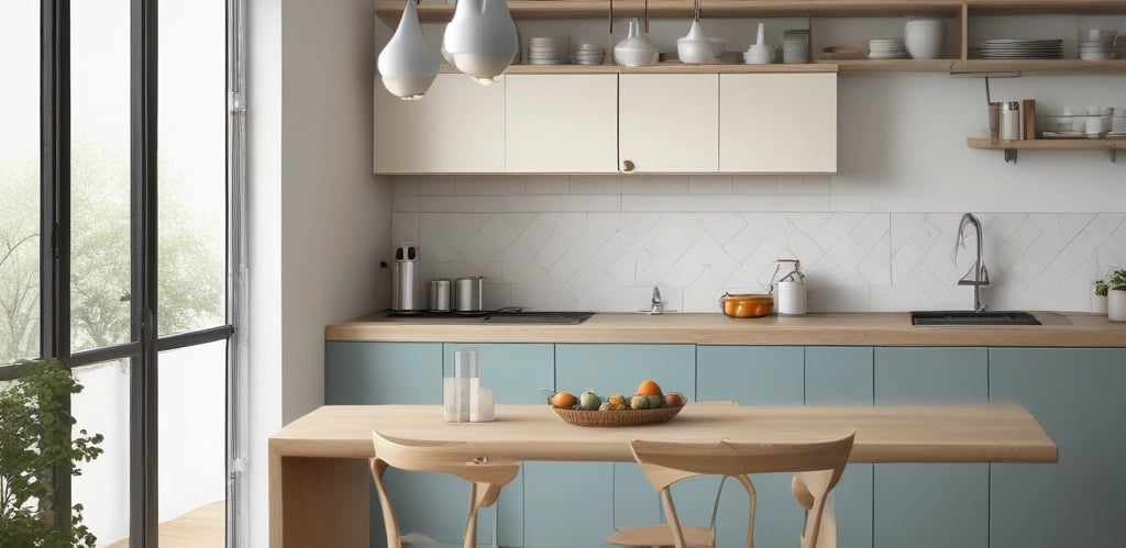 A modern custom kitchen with sleek metal and warm wood elements blending seamlessly.