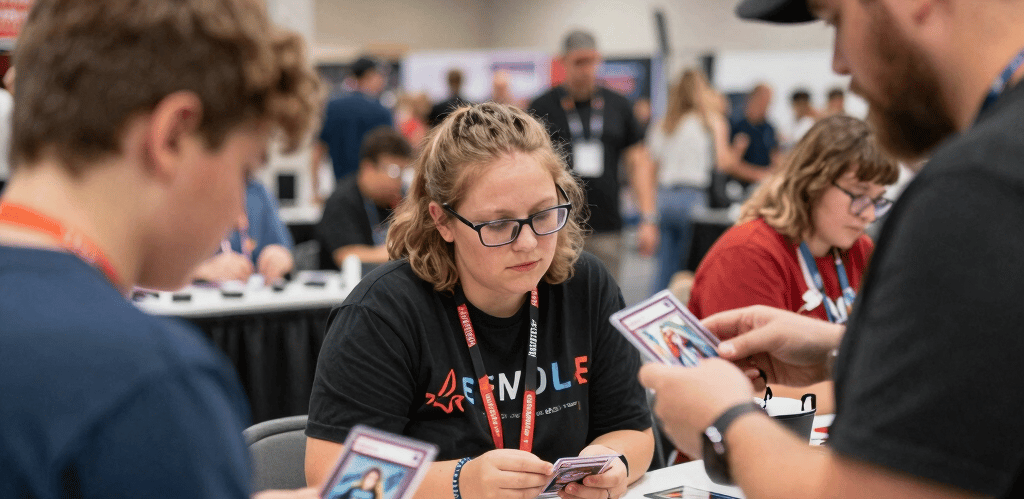 A lively gathering with smiling faces enjoying a festive event outdoors.