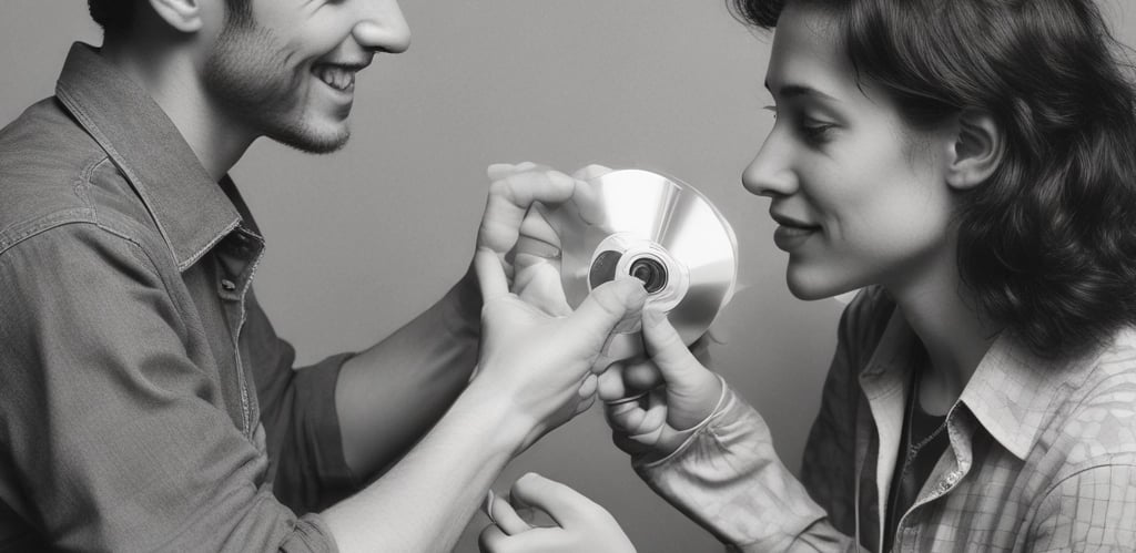 A group of passionate activists holding signs advocating for copyright freedom in a lively urban setting.
