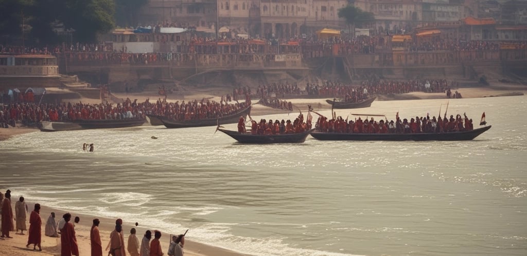A joyful group of community members dressed in traditional attire during a colorful cultural festival.