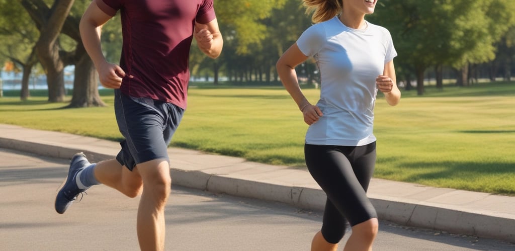 A vibrant photo of a diverse group of men and women enjoying an outdoor workout, smiling and energized.