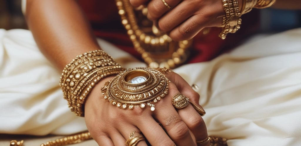Close-up of a master jeweller delicately crafting a gold ring under soft, warm lighting.