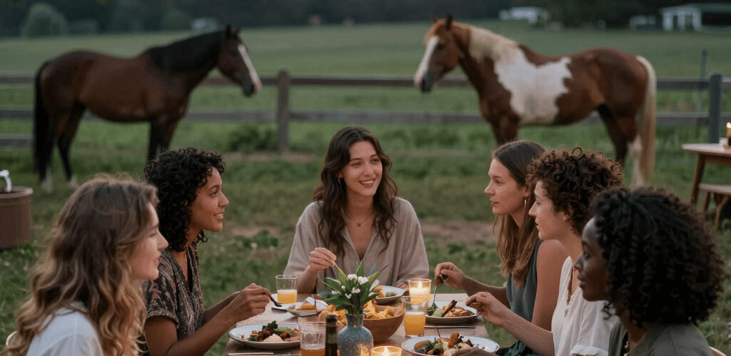 A cozy, elegant workspace with soft natural light, featuring a laptop, a cup of tea, and a small potted plant.