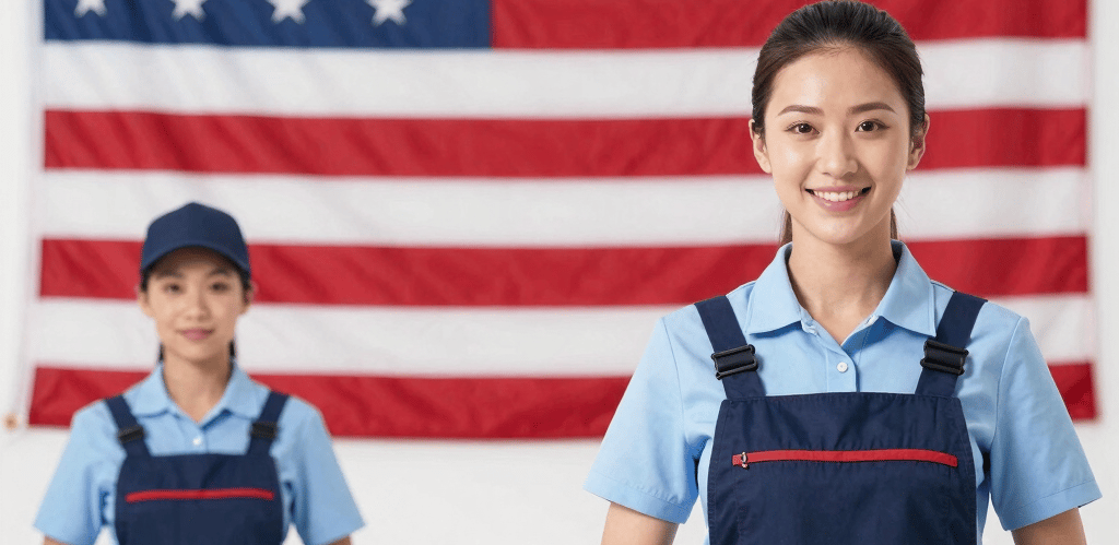 A dedicated Blue Tiger team member coordinating janitorial and maintenance services at a government facility.