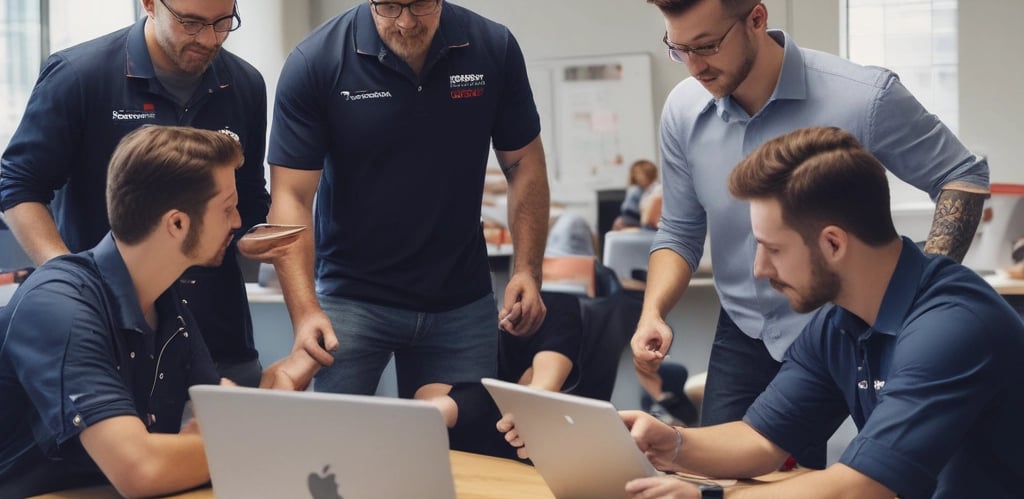 A dynamic team of software developers collaborating on a project.