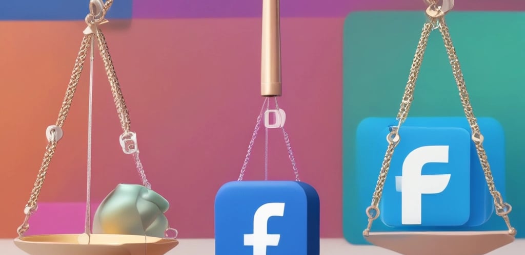 A professional lawyer consulting with a client about social media account recovery, with colorful social media icons in the background.