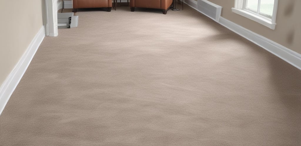 A friendly technician using a truck-mounted carpet cleaner on a plush carpet in a cozy Sherwood Park home.