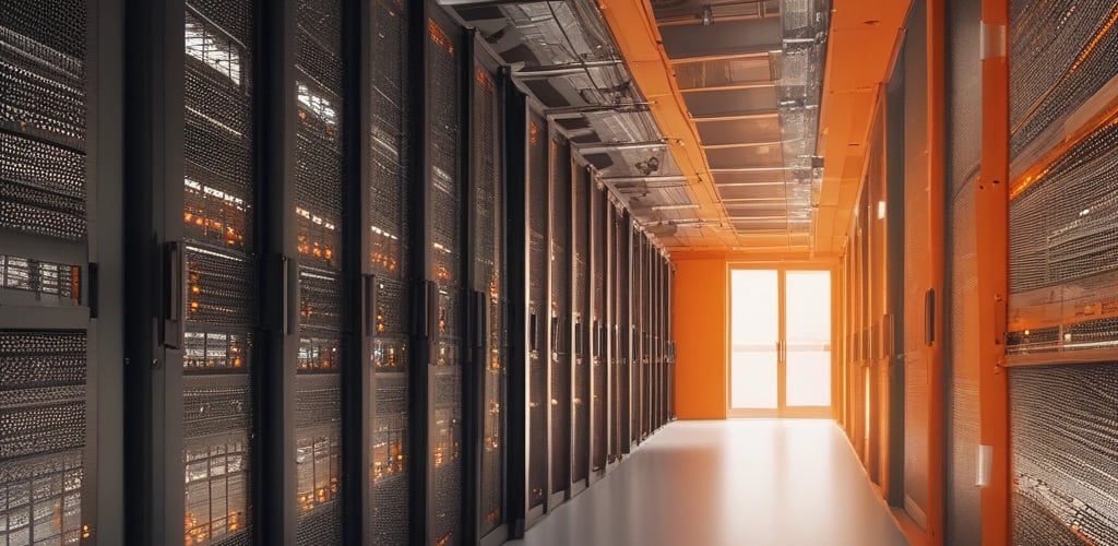 A friendly office reception area with a computer and a welcoming plant.
