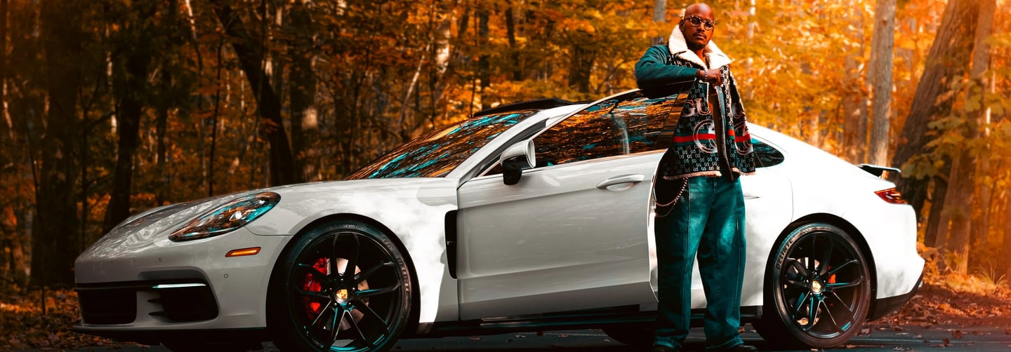 White Porsche Panamera 4s w/ Alvin C. Jacobs Jr. car photography.