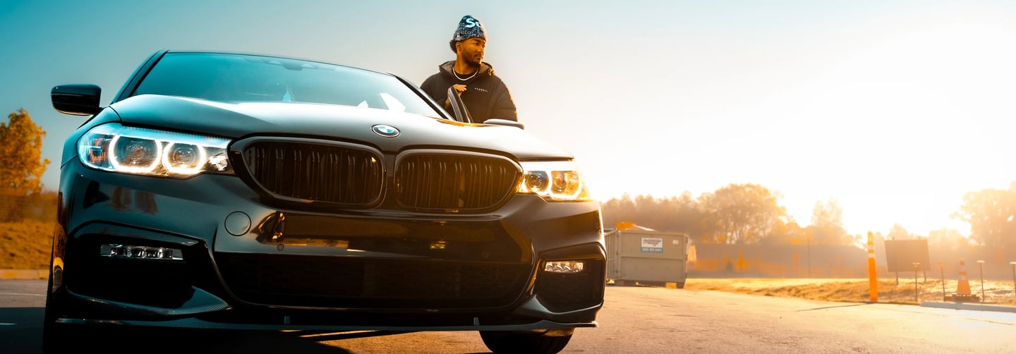 Black BMW car photography w/ @urieye at Cars & Coffee meet at Porsche Charlotte Northlake.