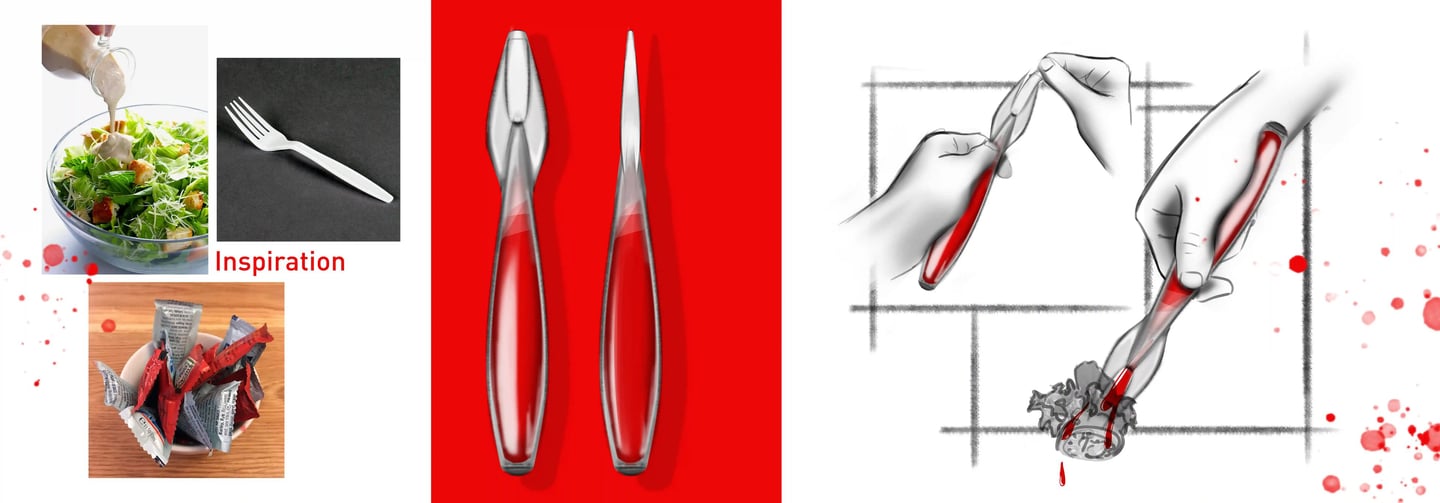 Proposal visuals showing compatibility with sauces of different viscosities