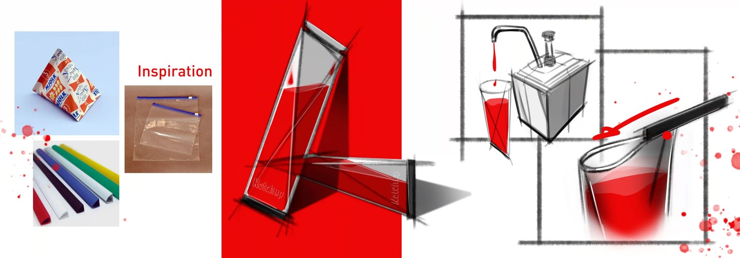 Rough concept sketches testing simple, low-cost production shapes, designed by Koorosh Shojaei