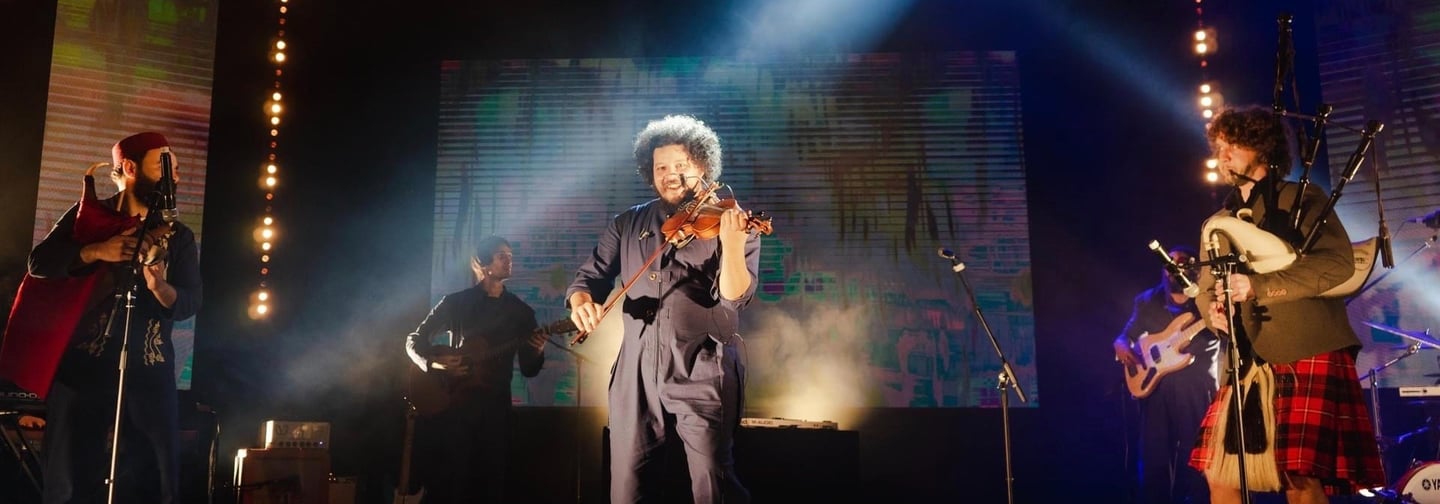 Tony playing with Radhi Chawali at a festival in Tunisia 