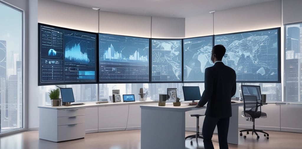 Black 3D text displays the phrase 'Working together to find innovative Solutions' against a geometric background with white, yellow, light blue, and dark blue areas.