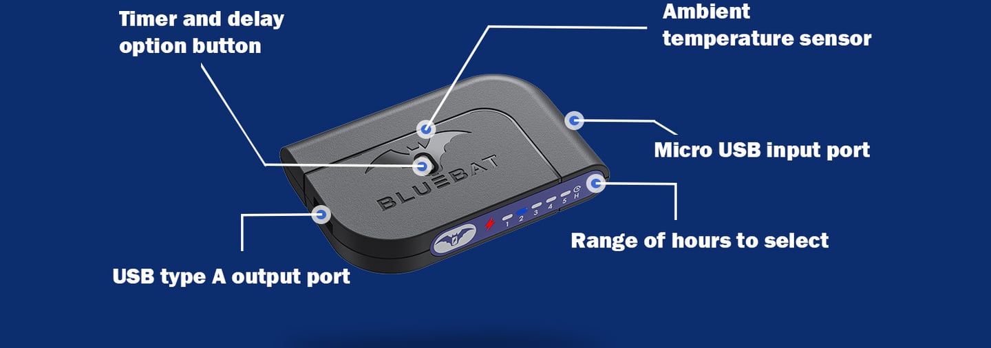 Charging Device | Bluebat BB101 for optimum charging. Timed and delayed charge with heat sensor