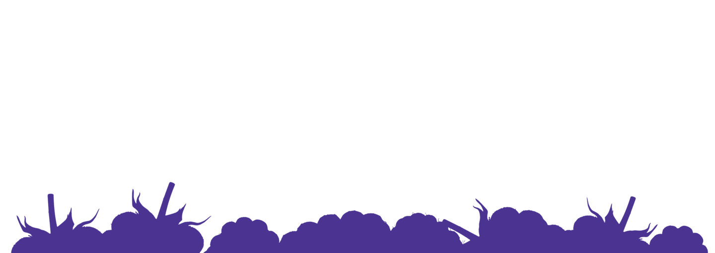 Lila sziluettű veteményeskert paradicsommal és bokrokkal fehér háttér előtt.