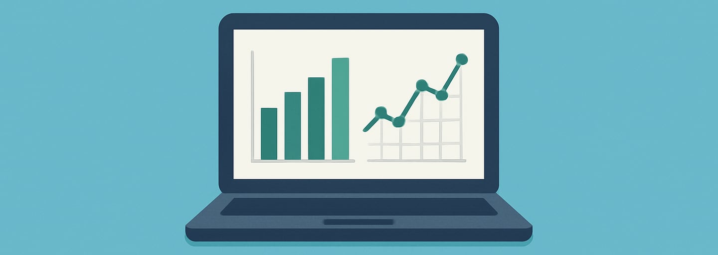 un ordinateur qui affiche des graphiques financiers clairs