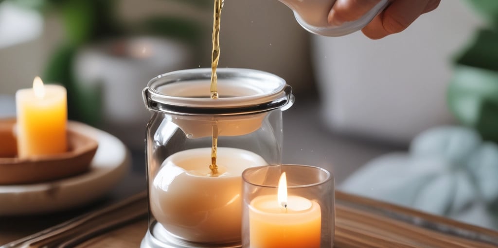 A white ceramic essential oil diffuser sits on a textured beige cloth surface, accompanied by a small dark glass bottle labeled 'Spearmint'. Fresh green mint leaves are scattered around, enhancing the natural and soothing aesthetic.