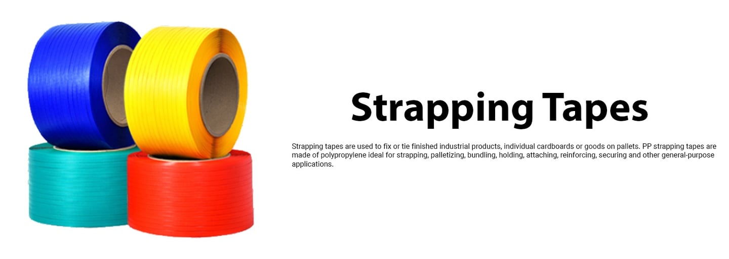 a group of three different coloured tape on a white background