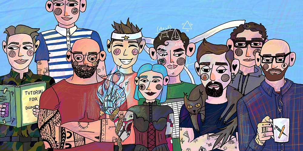 a group of coworkers in a gaming office