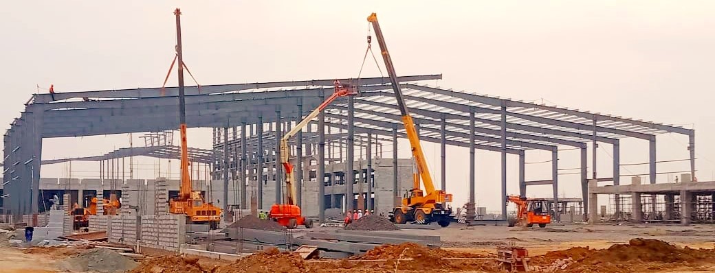 Large Span PEB Shed Erection for a tyre Company in Gujarat