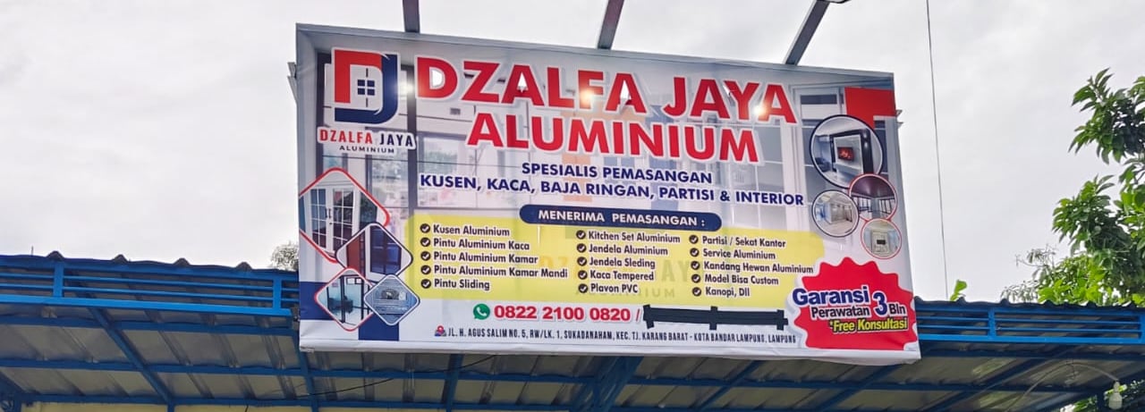 <img src="bengkel-aluminium.jpg" alt="Workshop Dzalfa Jaya Aluminium - Spesialis Pintu, Jendela, dan