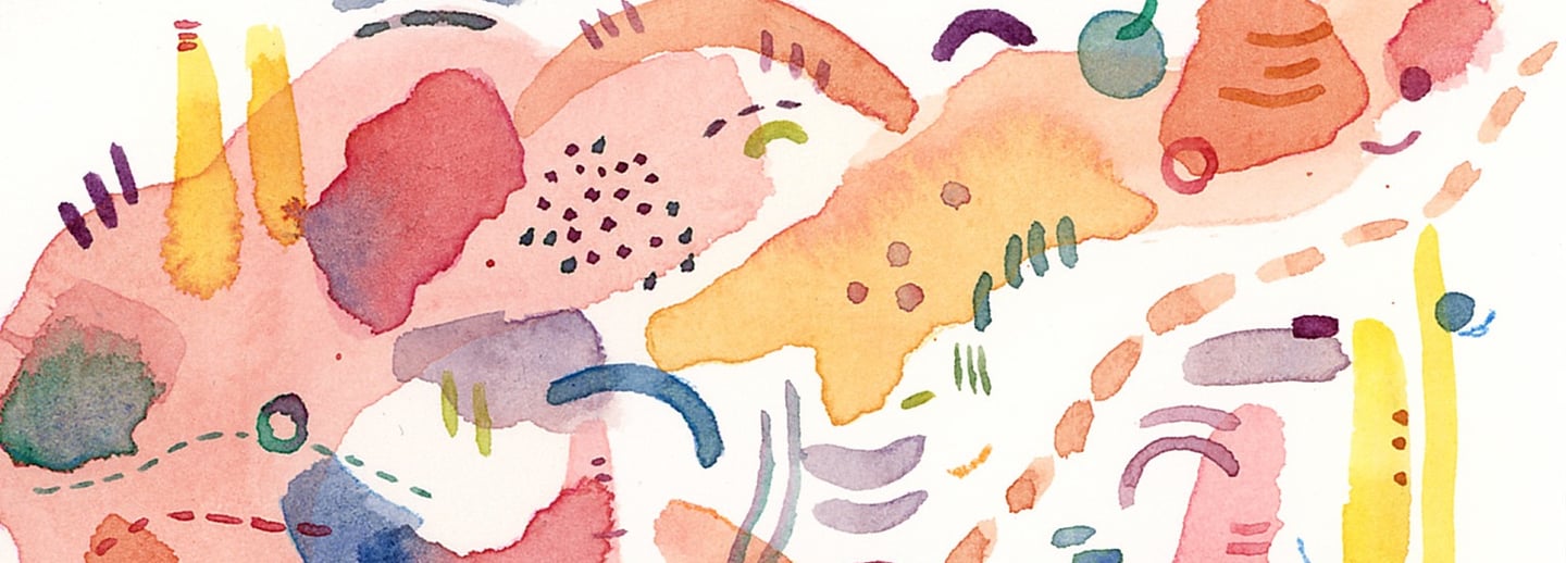 Aquarelle abstraite formes géométriques couleurs chaudes
