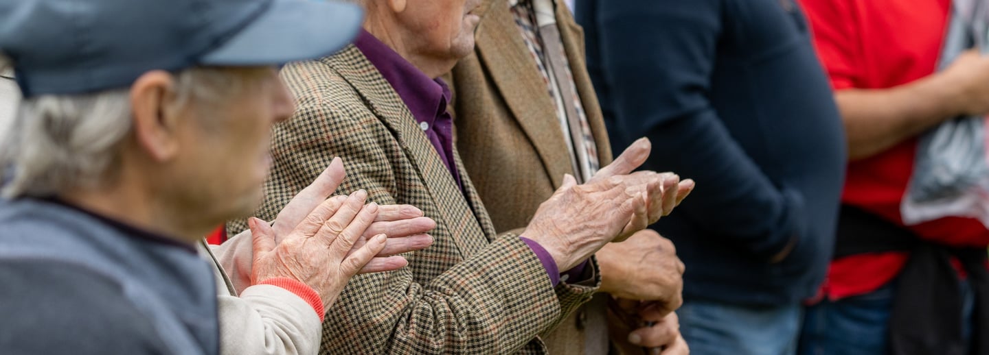 Farmers applauding during an agricultural show in Cwmdu near Builth Wells