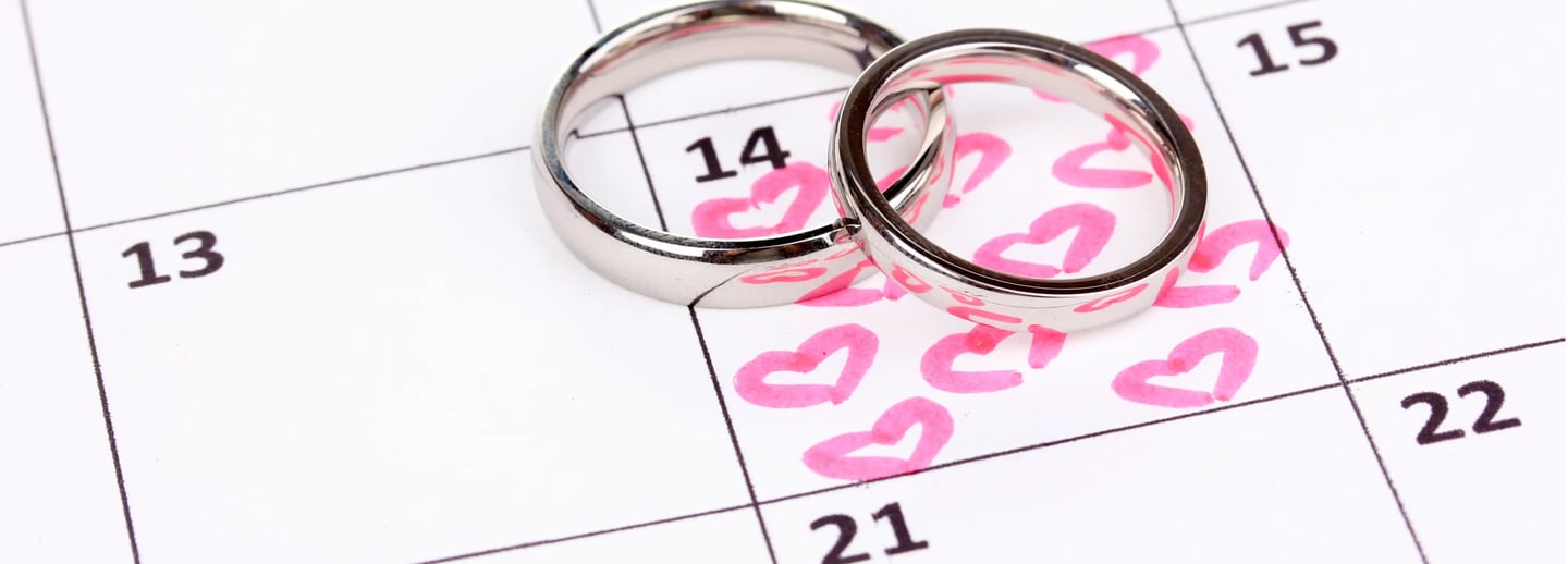 two wedding rings on a calendar calendar