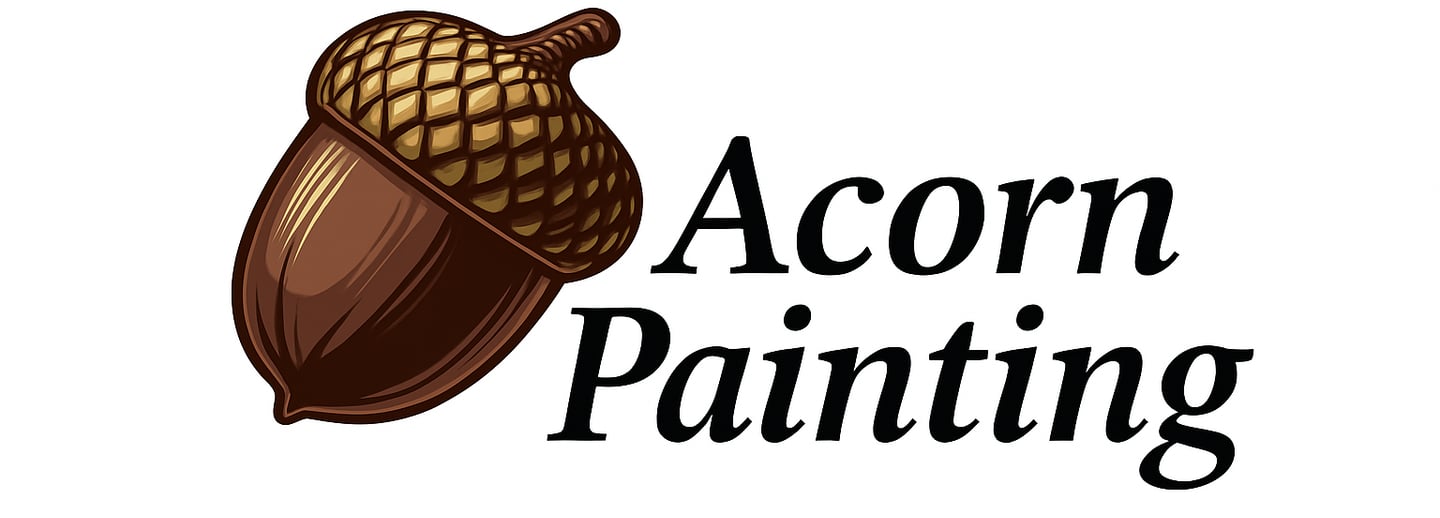 acorn painting logo, logo for red deer, innisfail, lacombe, and sylvan lake.