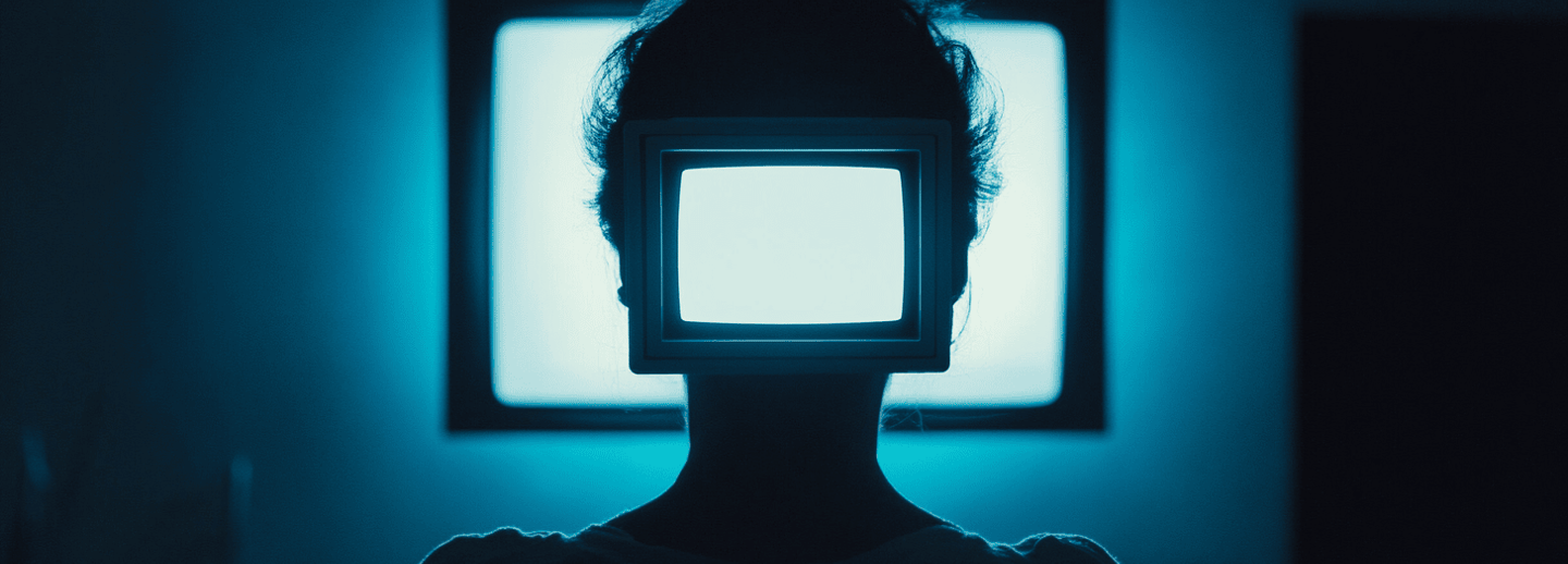 a person with a television in front of a television