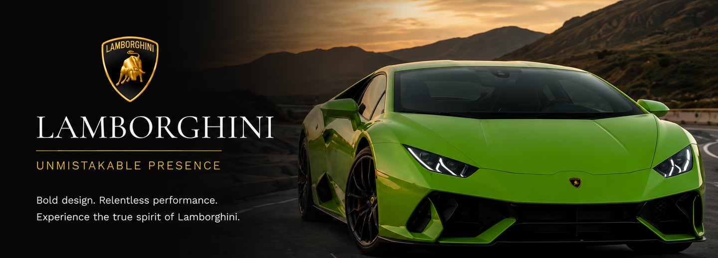 A lime green Lamborghini Huracan luxury supercar parked on a mountain road at sunset.