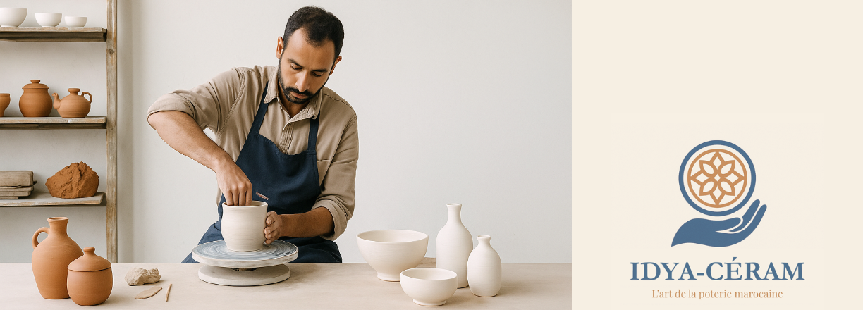 Artisan de la poterie marocaine dans son atelier