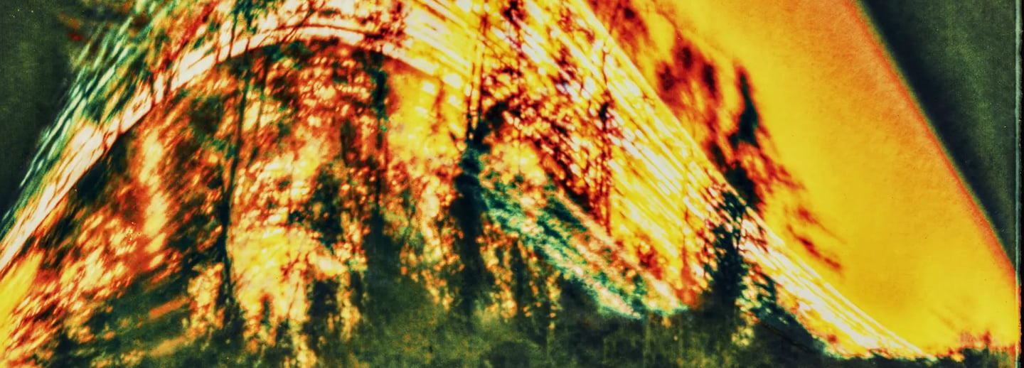 A vibrant painting of a six-month sun trail effect on photo paper.