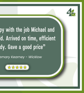 A customer review that states: "Very happy with the job Michael and his team did. Gave a good price"