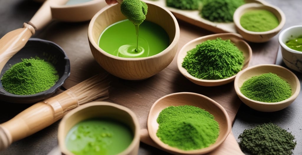 green powder and spoon on board