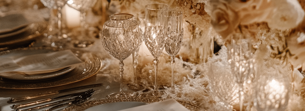 a table with a bunch of flowers and candles