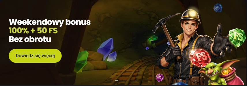 Twindor casino - Weekendowy bonus 100% + 50 FS Bez obrotu