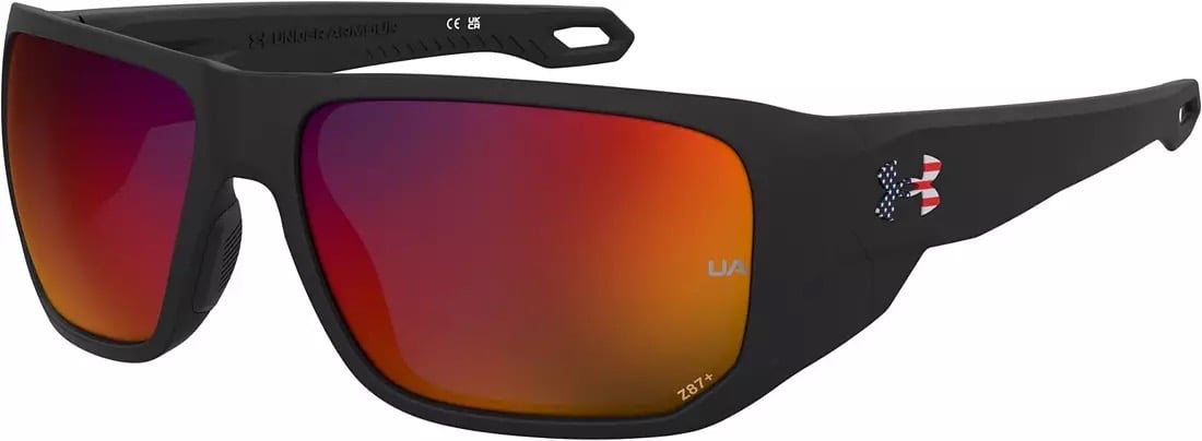 Under Armour Attack 2 MD baseball sunglasses front view red mirror lens