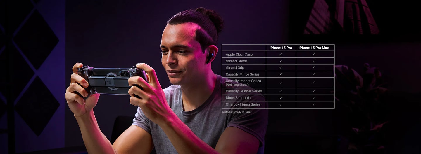 Detalle de sticks, D-pad y gatillos del controlador móvil USB-C con botones táctiles nítidos (Razer