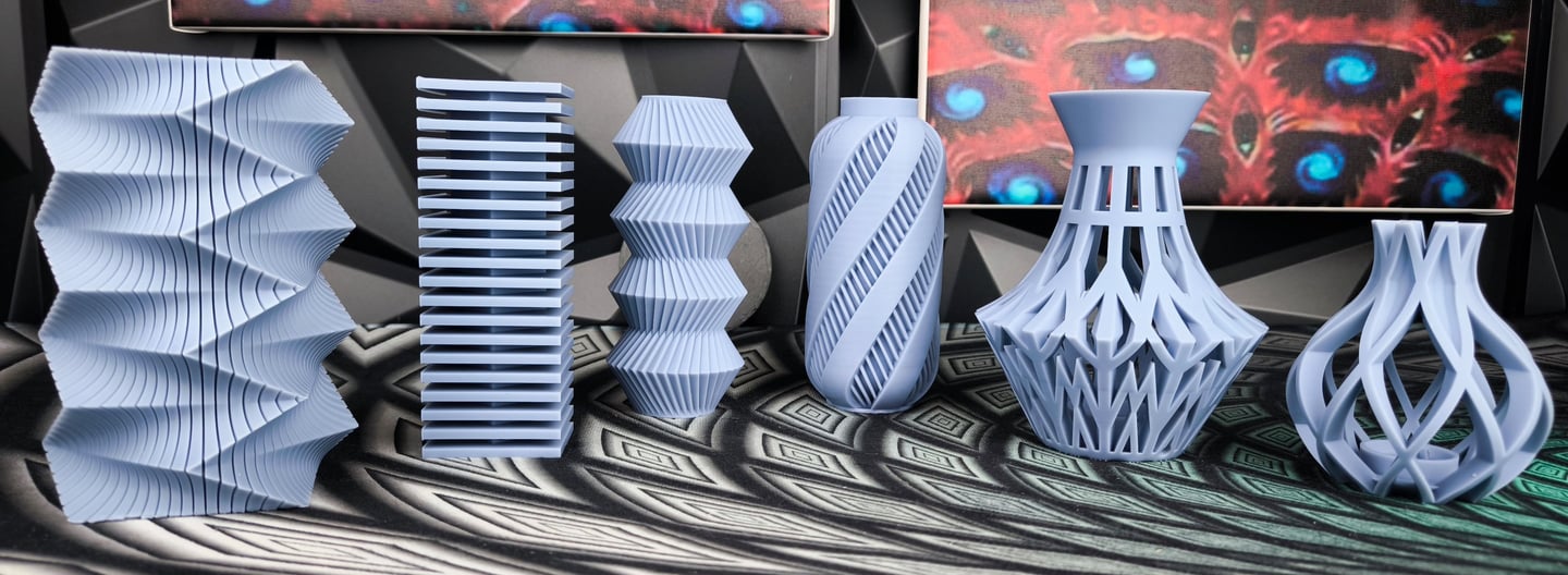 a group of vases with vases and vases