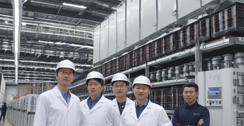 A sleek modern factory showcasing advanced battery manufacturing equipment and technology.