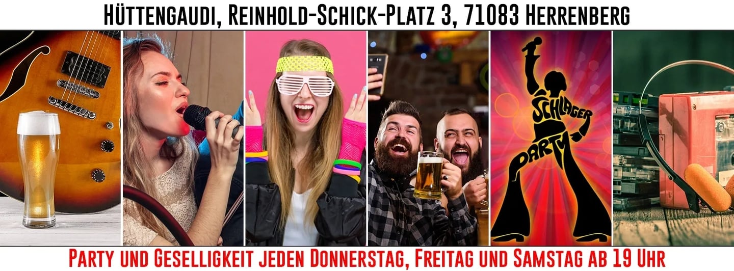 Hüttengaudi Herrenberg Party Rock Karaoke 90er Bier Schlager NDW 80er