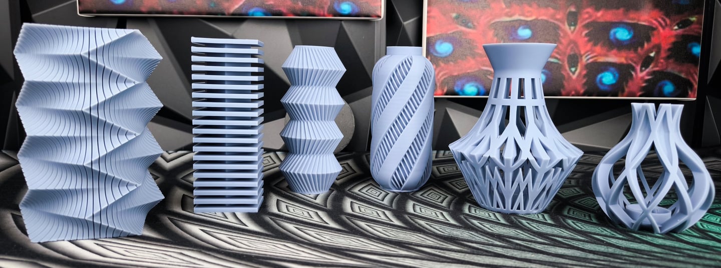 a group of vases with vases and vases