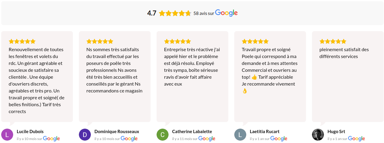Nos avis Google