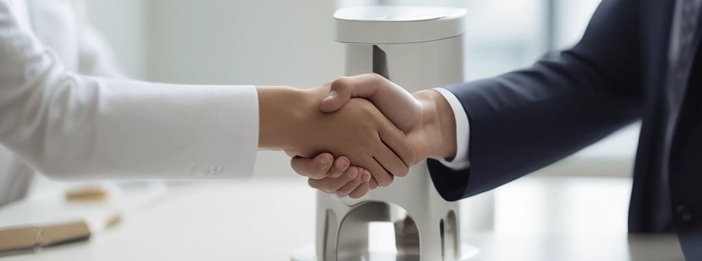 A sleek, modern smart pet feeder with soft mint green accents set against a crisp white and deep navy background.