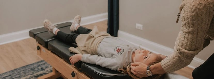 Child getting an adjustment for sensory processing struggles in Franklin, TN