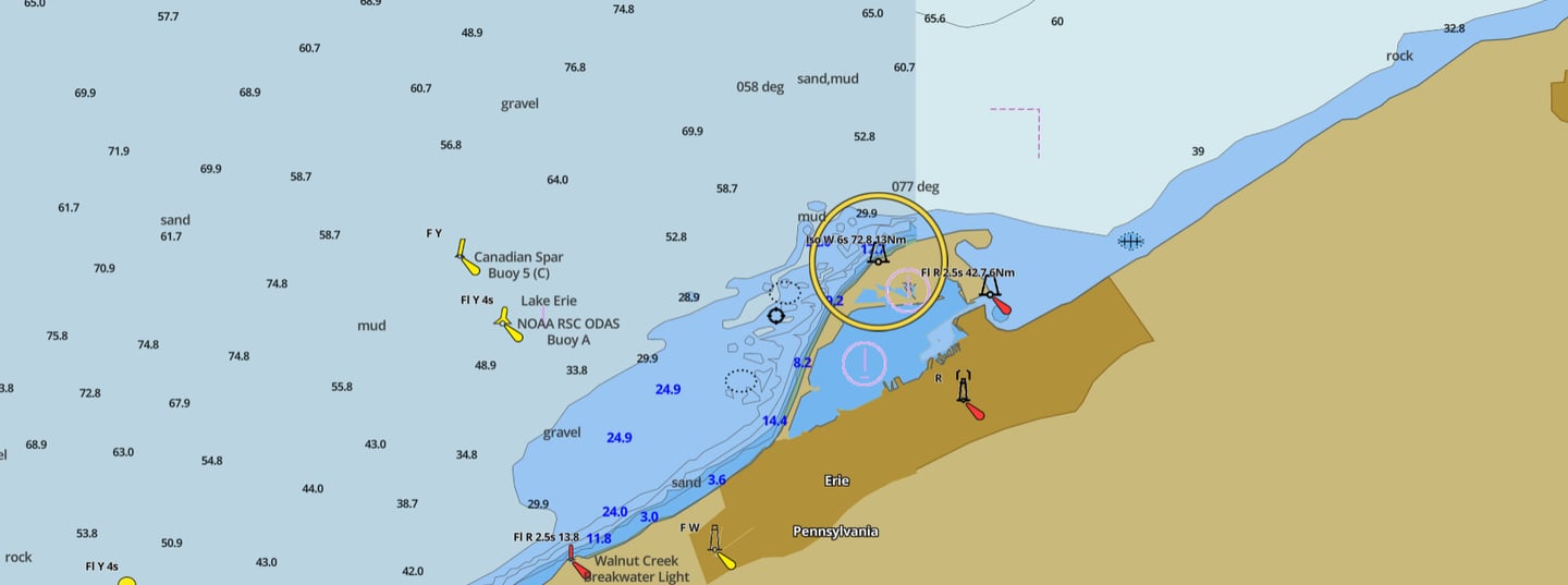 Map of local waters near Erie