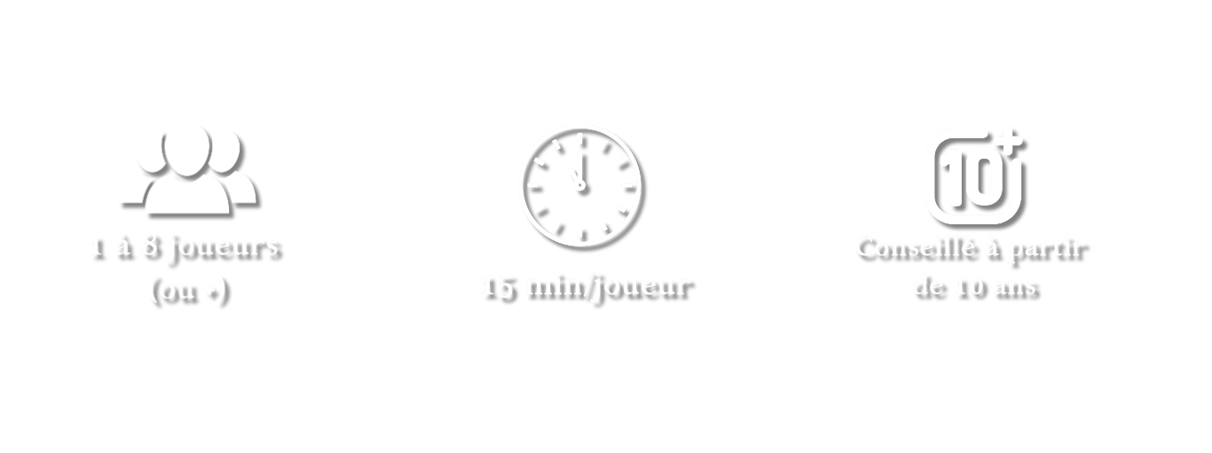 1 à 8 joueurs 15 minutes par joueur, a partir de 8 ans